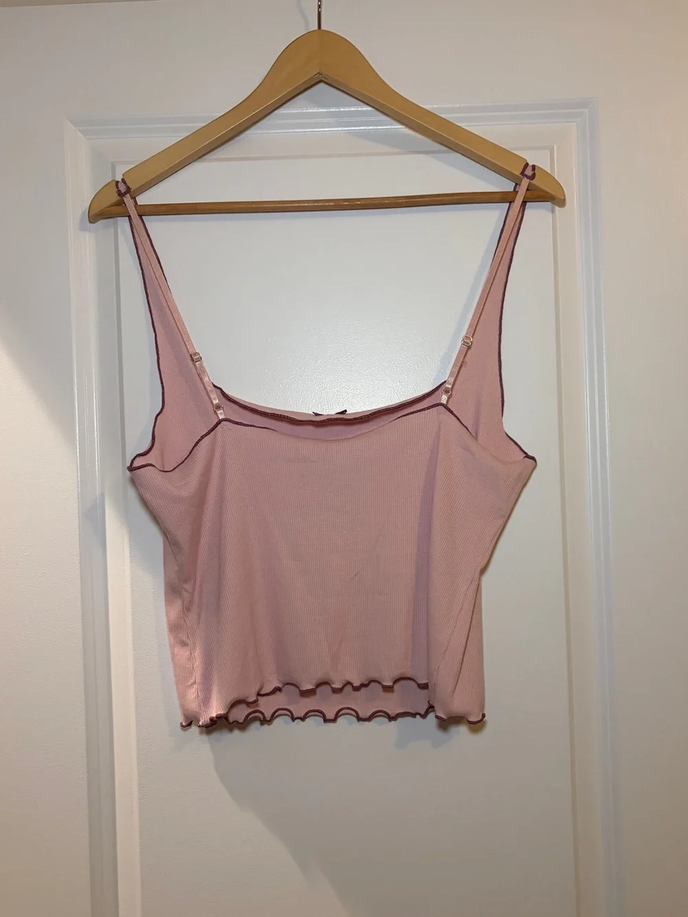 Anthropologie LyreBird | Pink Ribbed Square-Neck Pointelle Sleep Cami NWT